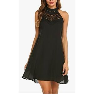 Chic Black Halter Mini Dress